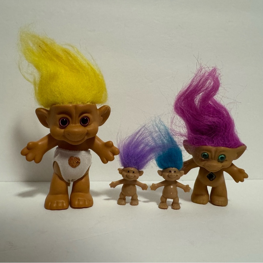 Vintage 1990's Troll Doll Lot, Set of 4
